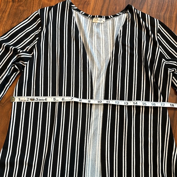 Olivia Rae Striped Long Line Open Front Cardigan Duster Size Large - Picture 4 of 5